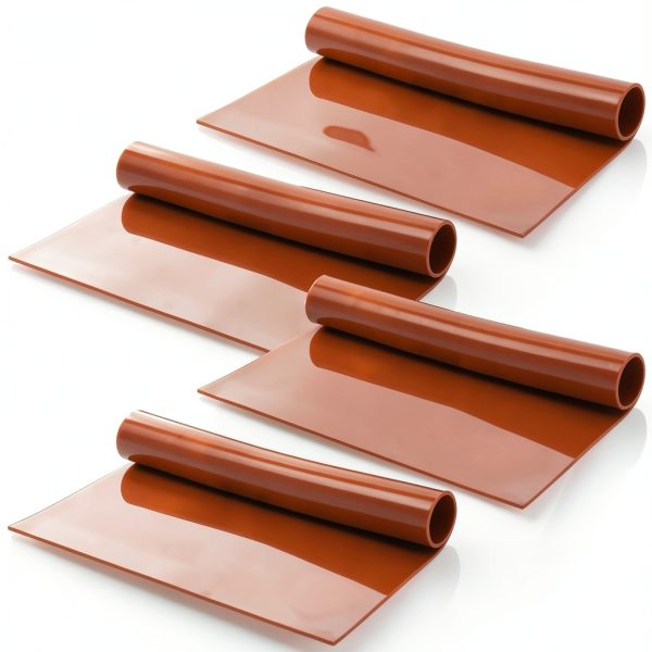 Heat Resistant Silicone Rubber Sheet by Tlance 4 Pack Red 12x12in-4