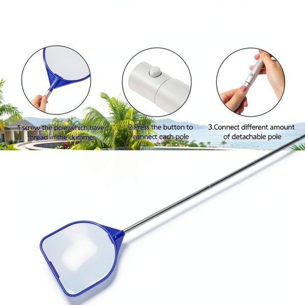 Pond Skimmers Outdoor Pool Cleaning Net with Deep Fine Nylon Mesh 60in-2