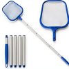Cozii Swimming Pool Skimmer Net, Pool Net with 5 Pole Sections, 11" x 64" Pool Skimmer Net with Ultra Fine Mesh Net, Telescopic Aluminum Pole, Leaf Rake Net for Fast Cleaning Ponds (5 Pole Sections)-0