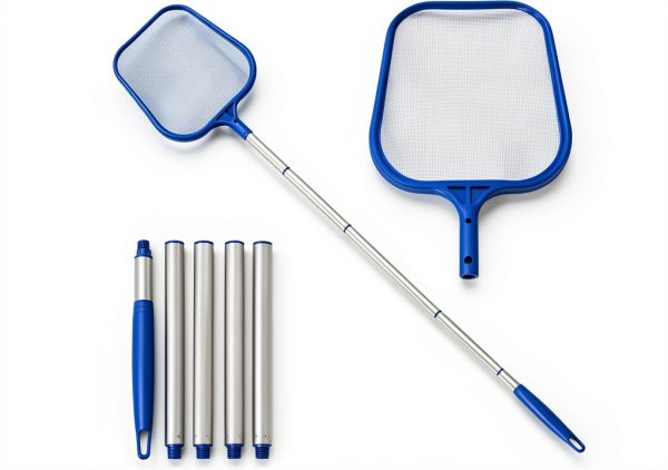 Cozii Swimming Pool Skimmer Net, Pool Net with 5 Pole Sections, 11" x 64" Pool Skimmer Net with Ultra Fine Mesh Net, Telescopic Aluminum Pole, Leaf Rake Net for Fast Cleaning Ponds (5 Pole Sections)-0